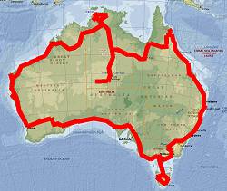 Map of travel around Australia